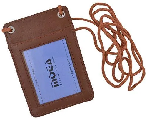 Moga Genuine Leather Credit Card Holder Neck-holder Business ID Badge Neck Strap