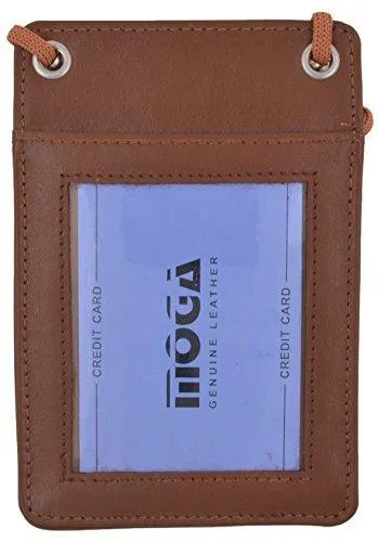 Moga Genuine Leather Credit Card Holder Neck-holder Business ID Badge Neck Strap