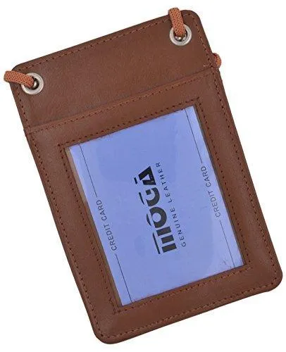 Moga Genuine Leather Credit Card Holder Neck-holder Business ID Badge Neck Strap