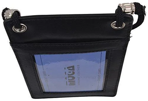 Moga Genuine Leather Credit Card Holder Neck-holder Business ID Badge Neck Strap