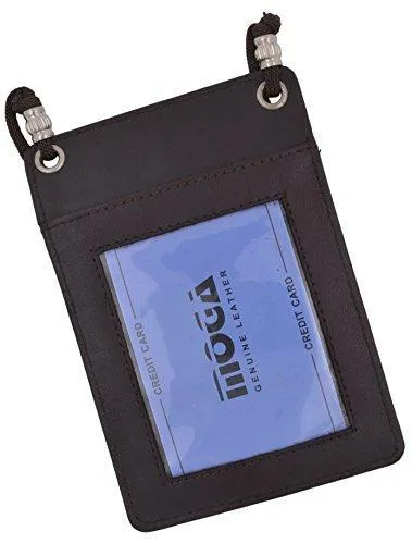 Moga Genuine Leather Credit Card Holder Neck-holder Business ID Badge Neck Strap