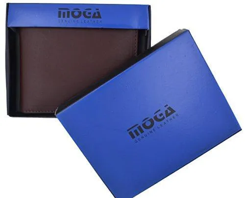 Moga Men's Genuine Leather Slim Money Clip Credit Card Holder Bifold Wallet With ID Window