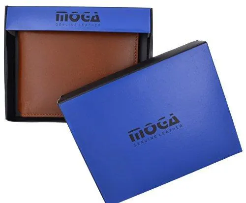 Moga Men's Genuine Leather Slim Money Clip Credit Card Holder Bifold Wallet With ID Window