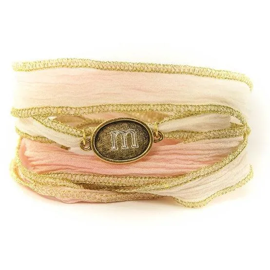 Monogram Oval Jewelry, Silk Wrap Bracelet