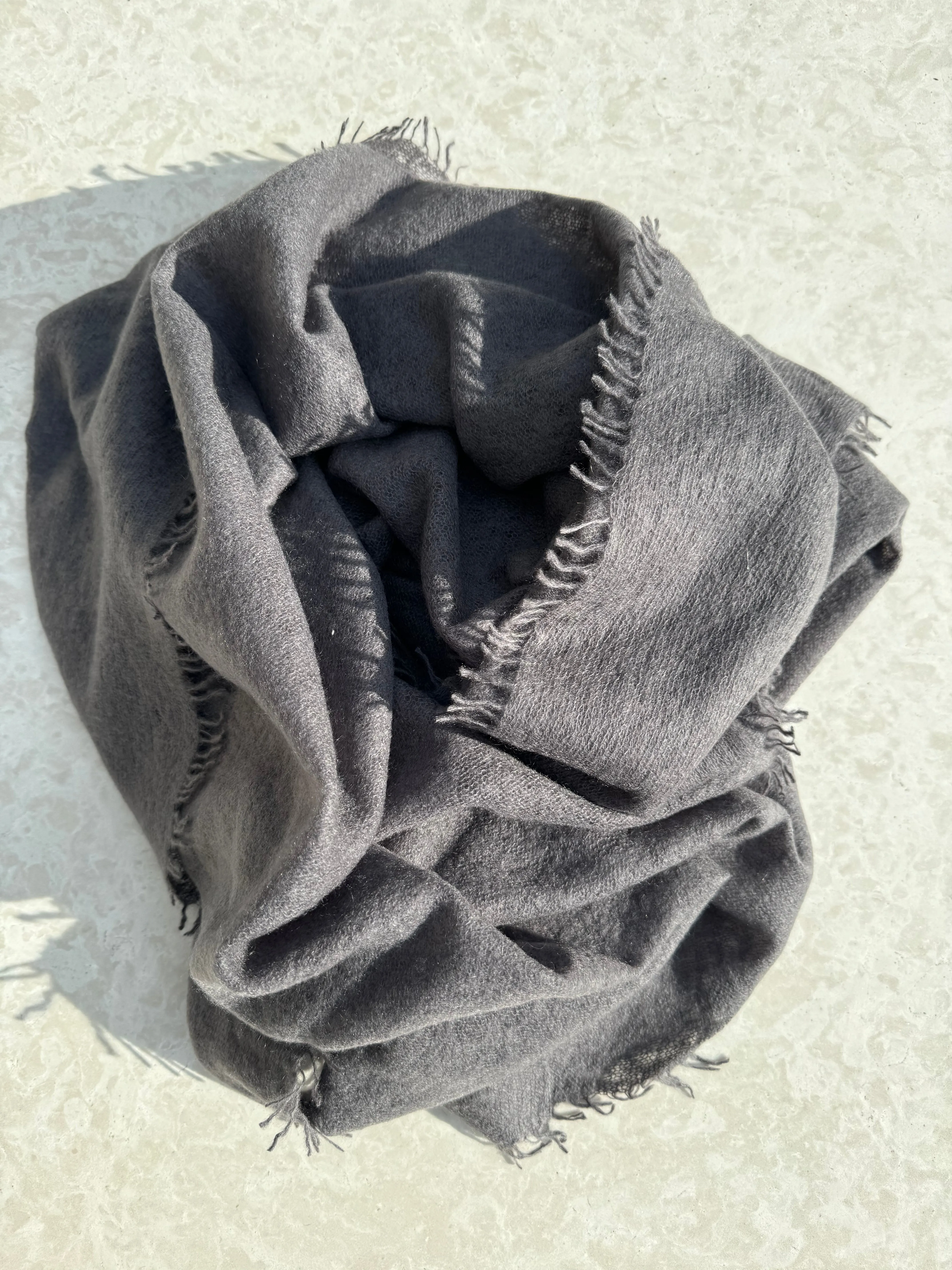 Mouleta Charcoal Grey Fray Edge Scarf