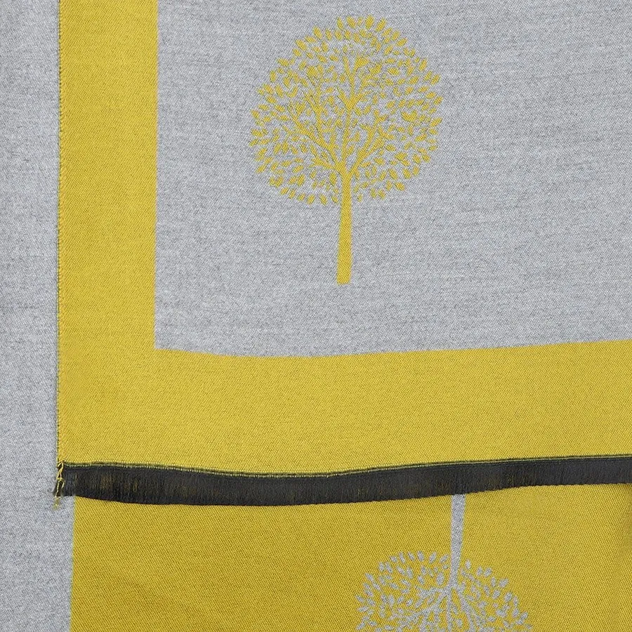 Mustard and Grey Reversible Jacquard Tree Scarf