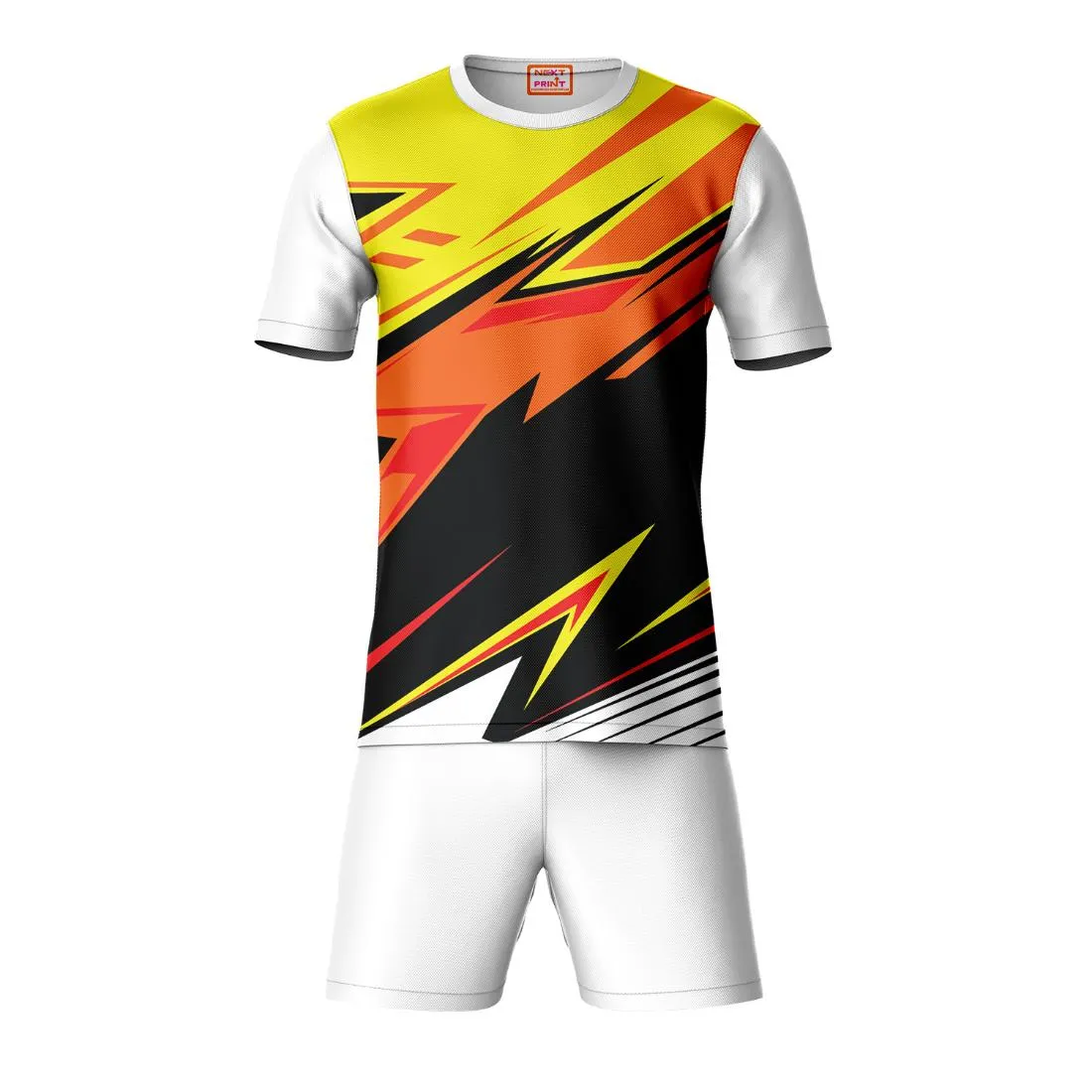 Next Print Round neck jersey white with shorts NPTS164