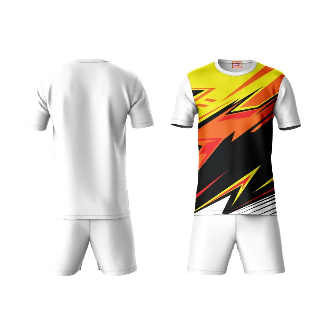 Next Print Round neck jersey white with shorts NPTS164