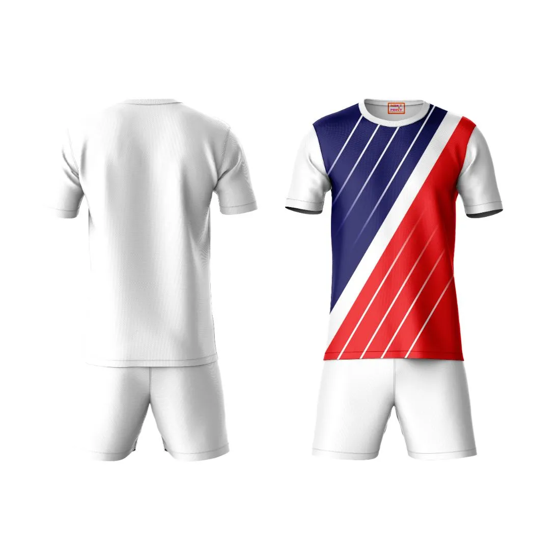 Next Print Round neck jersey white with shorts NPTS25