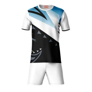 Next Print Round neck jersey white with shorts NPTS29