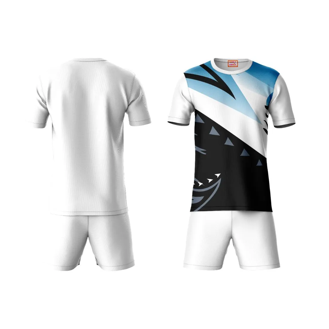 Next Print Round neck jersey white with shorts NPTS29