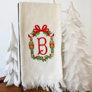 Nutcracker Wreath Initial Hand Towel