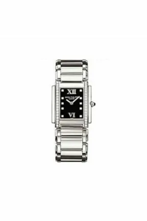 patek philippe twenty~4 black dial steel diamond ladies watch 31mm ref: 4910/10a-001