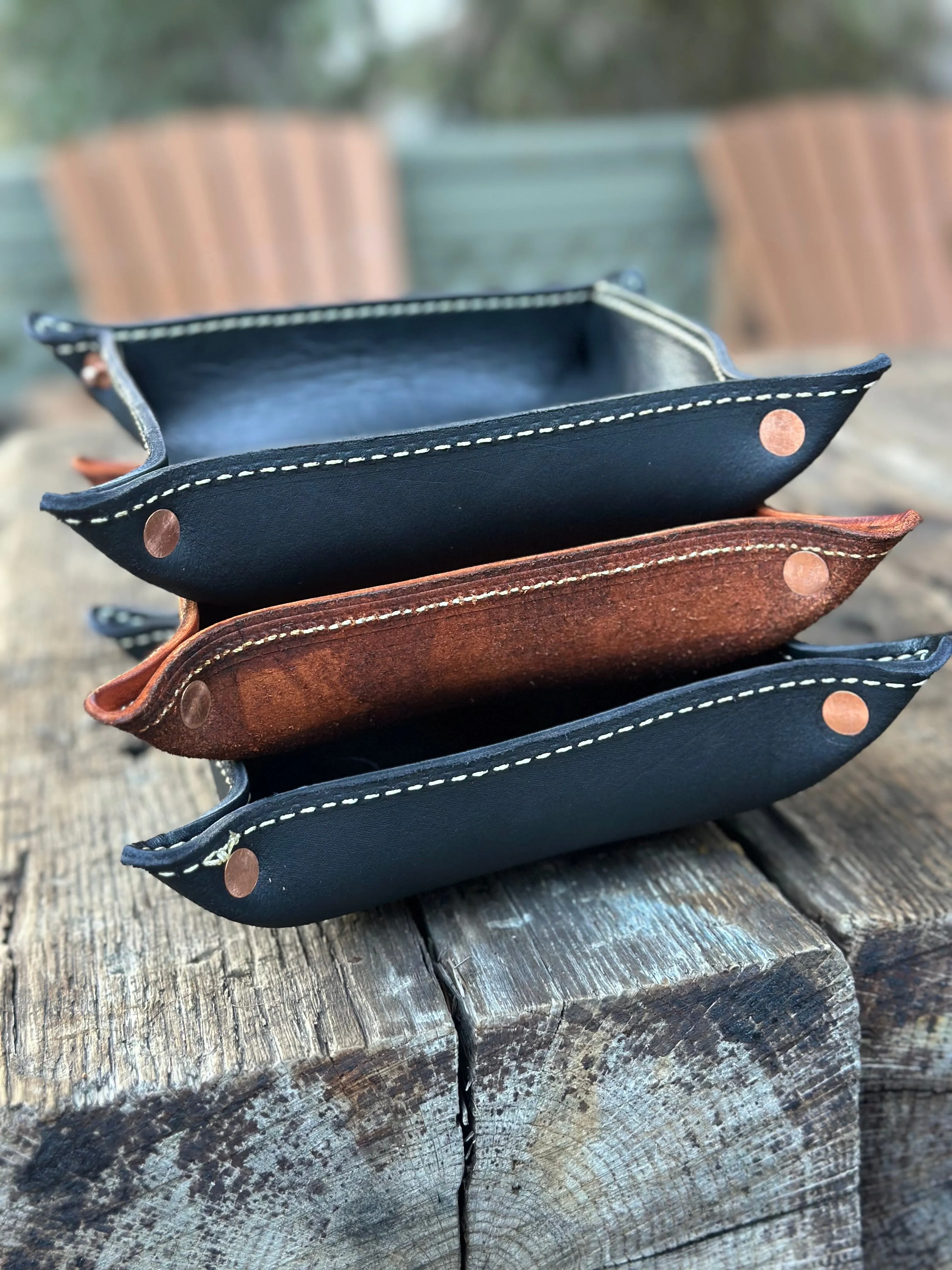 Premium Black Leather Valet Tray