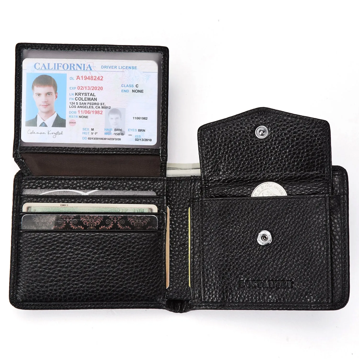 Premium Leather Wallet with 2 ID Window and Coin Slot for Men