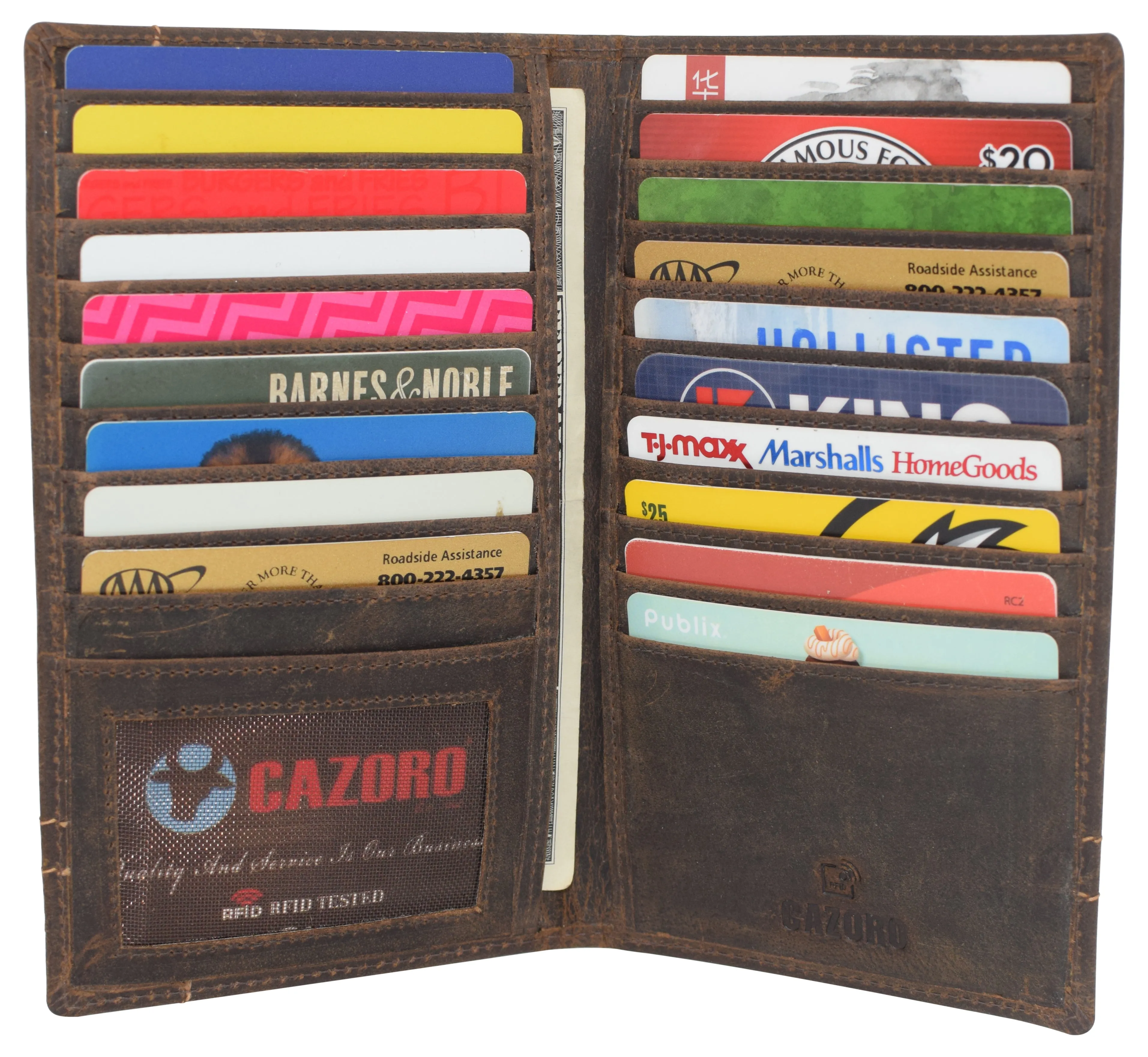 RFID Blocking Mens Genuine Vintage Leather Bifold Long Wallet