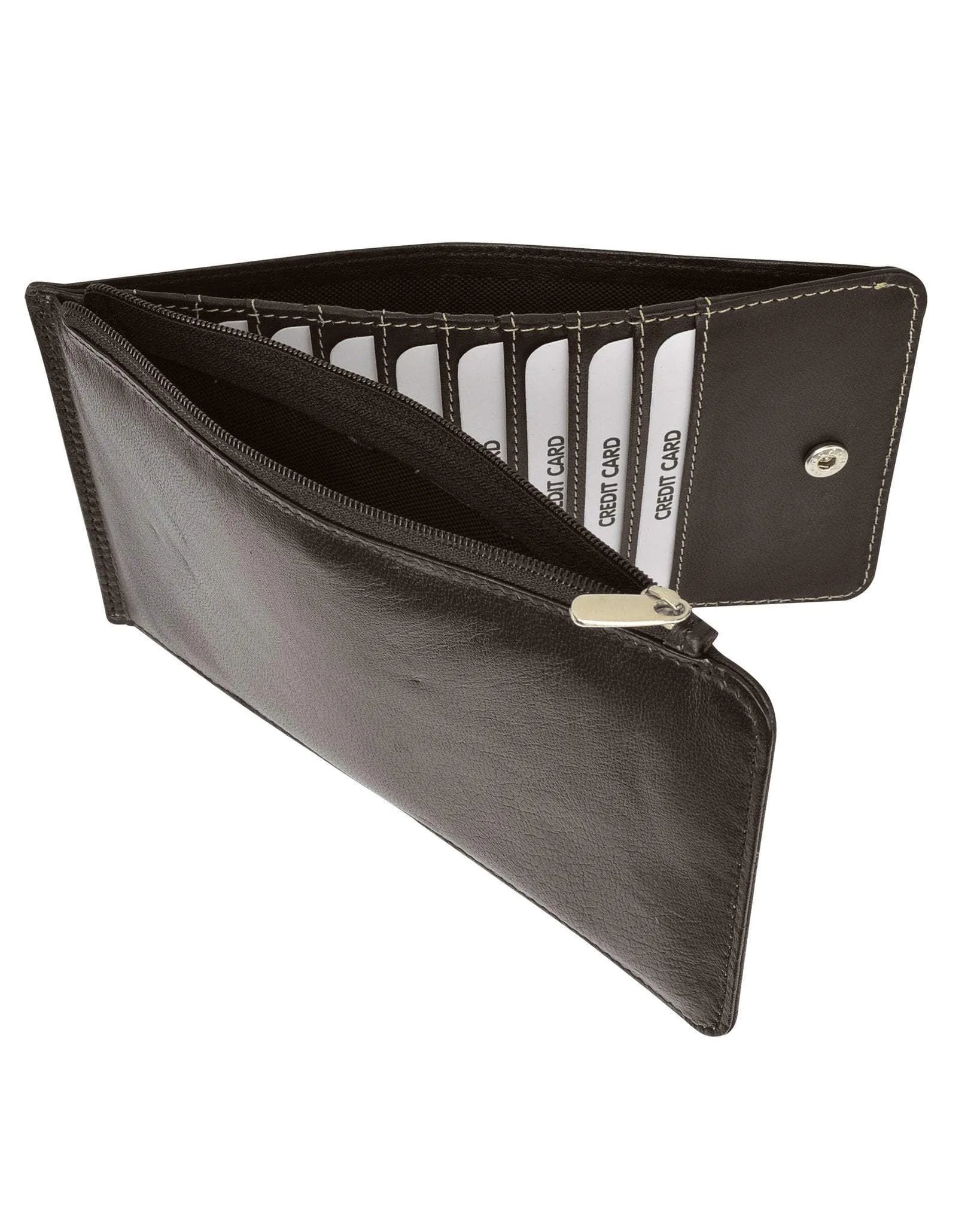 RFID Blocking Women's Genuine Leather Zipper Wallet Card Case Purse RFID P 1829 (C)