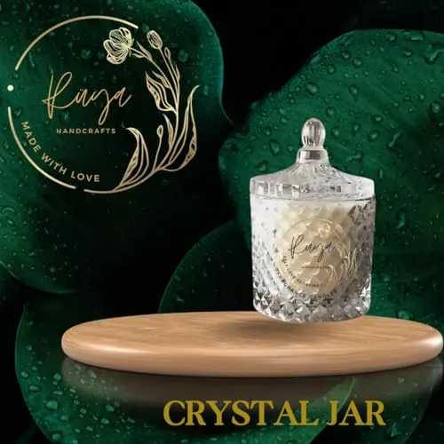 Ruya's Handcrafts Bella Crystal Jar Double Wick Clear Quartz Stone | Evoking Tranquillity and Serenity Therapy Candle | Manifestation Glow Candle (Dreamy Lavender)