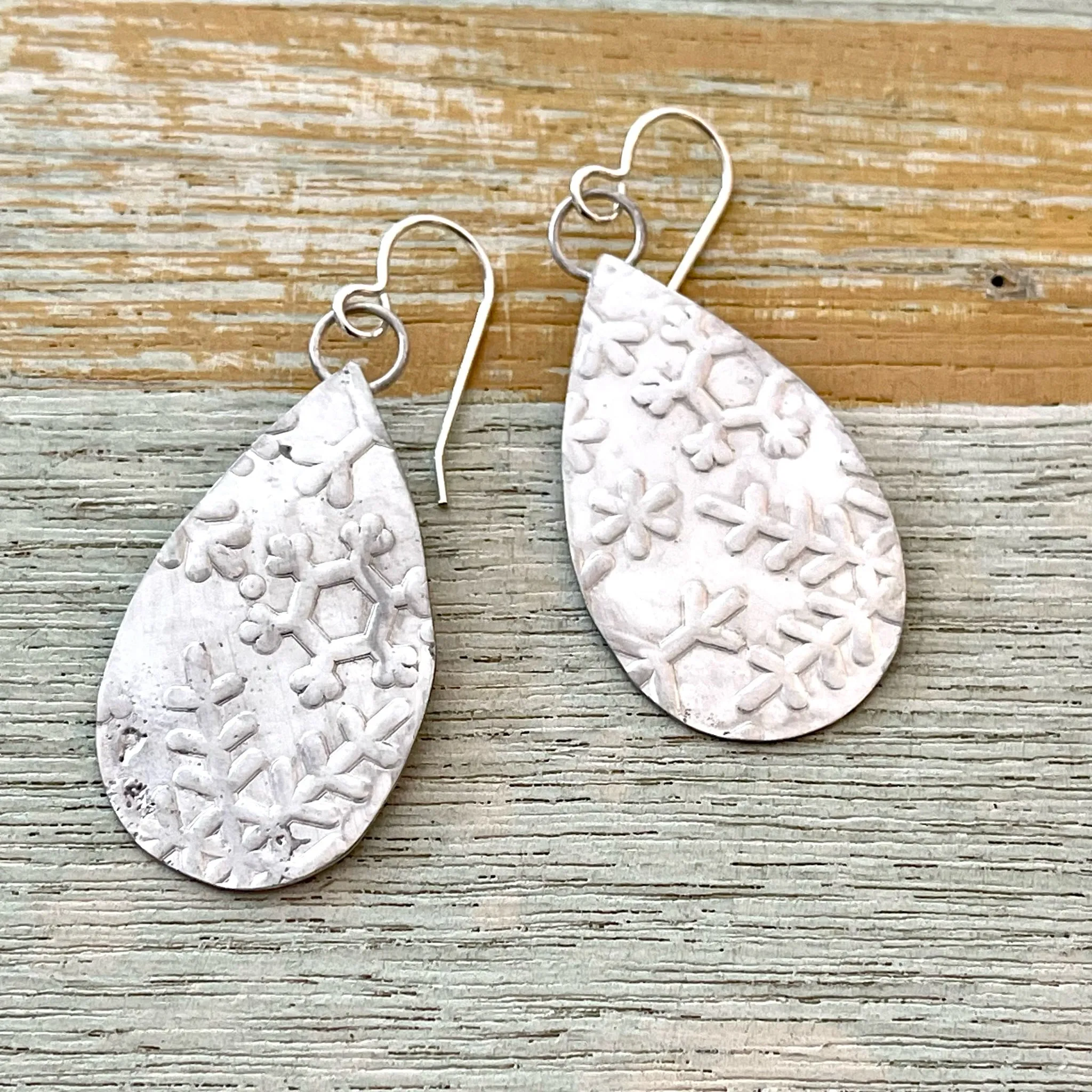 Silver Snowflake Pressed Earrings