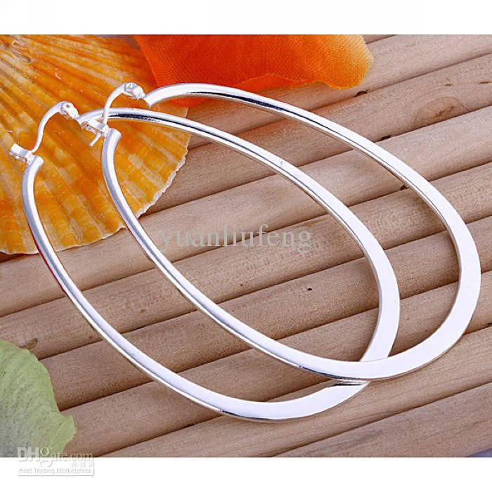 Sterling Silver Mega Flat Tear Drop Hoop Earring