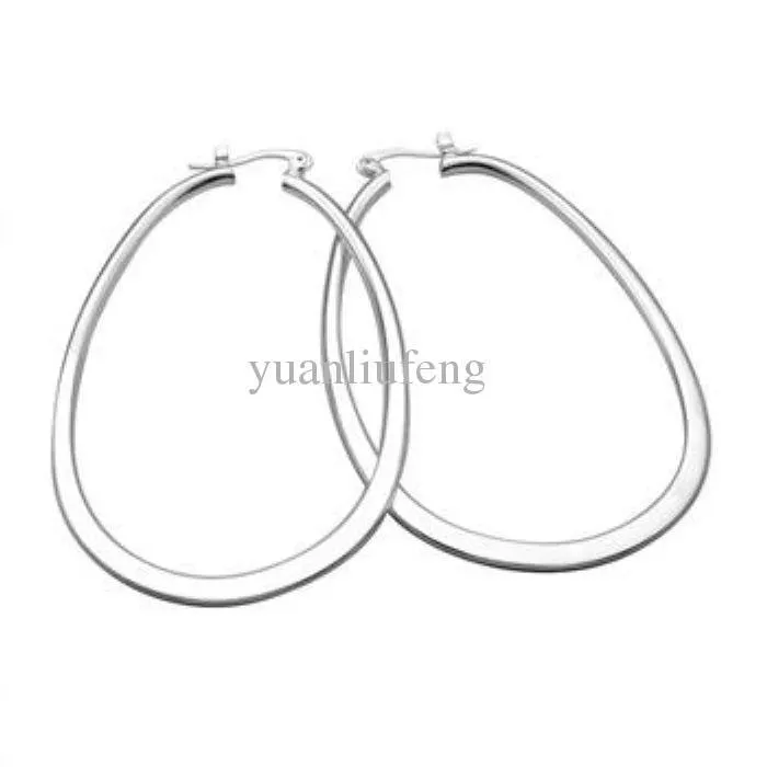 Sterling Silver Mega Flat Tear Drop Hoop Earring