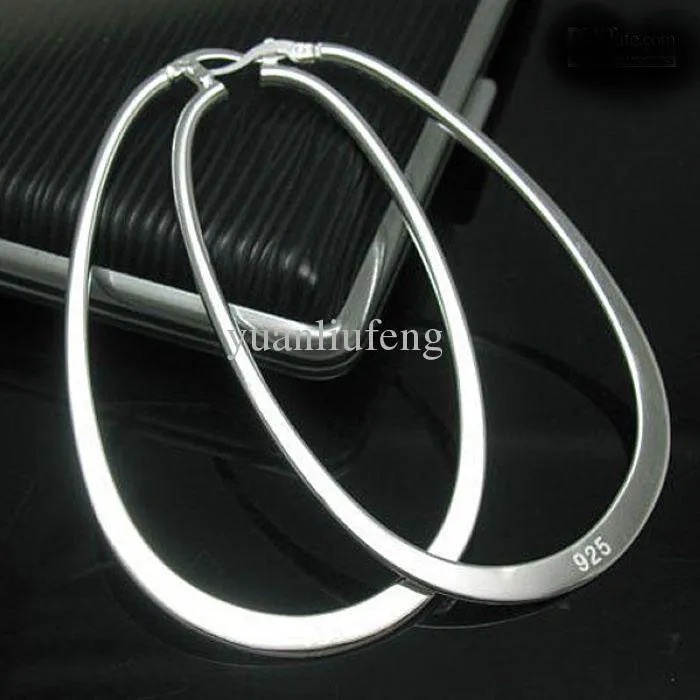 Sterling Silver Mega Flat Tear Drop Hoop Earring