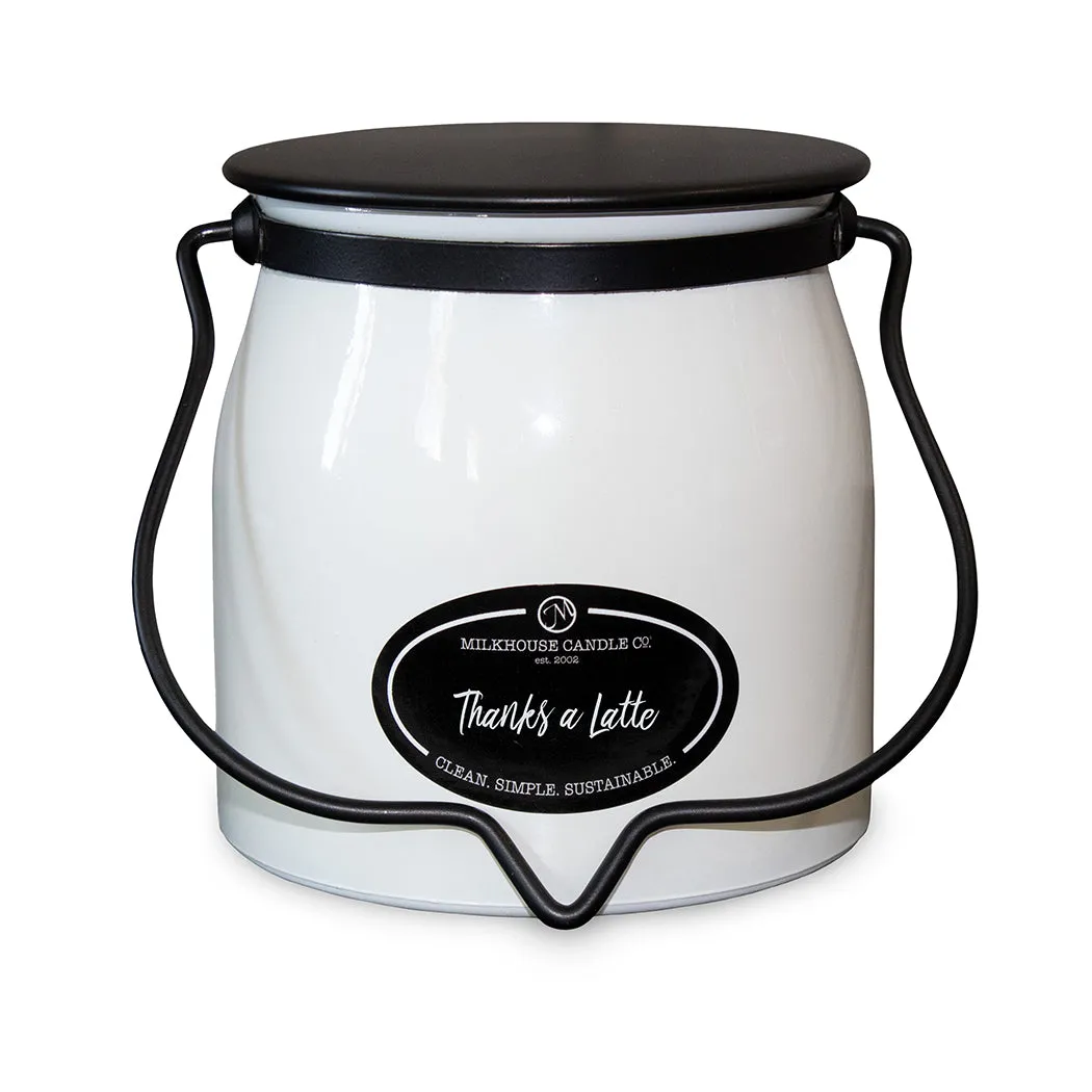 Thanks A Latte 16oz Butter Jar Candle by Milkhouse Candle Co.