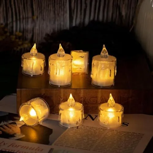 The Decor Affair Set of 24 Flameless Electric Candles: Create a World of Magic with Flickering Tea Lights Featuring a Realistic Candlelight Effect