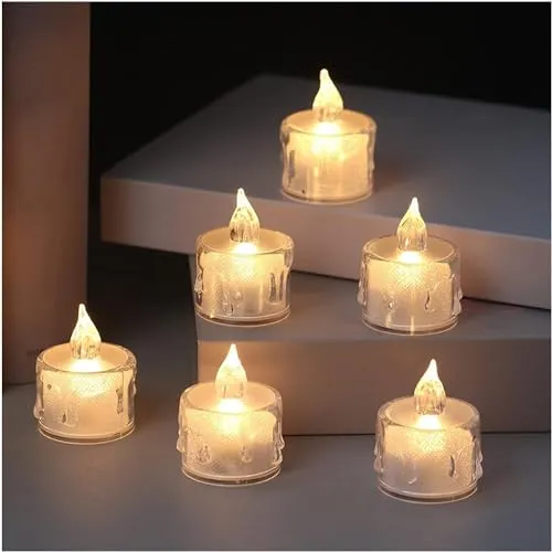 The Decor Affair Set of 24 Flameless Electric Candles: Create a World of Magic with Flickering Tea Lights Featuring a Realistic Candlelight Effect