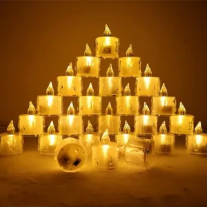 The Decor Affair Set of 24 Flameless Electric Candles: Create a World of Magic with Flickering Tea Lights Featuring a Realistic Candlelight Effect