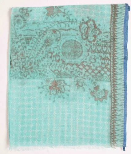 Turquoise Shangri La Wool & Silk Scarf