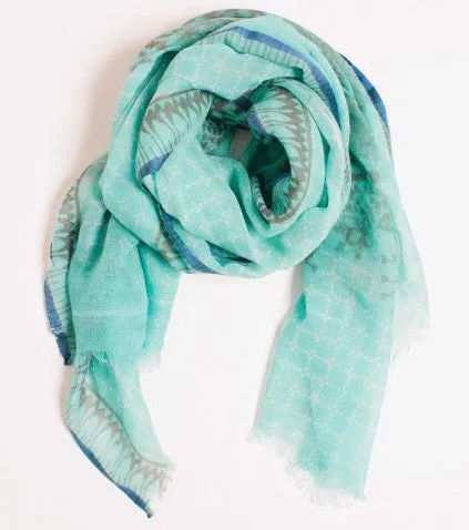 Turquoise Shangri La Wool & Silk Scarf