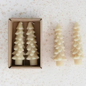 Unscented Tree Shaped Taper Candles Set Cream