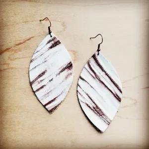 White Chateau Leather Oval Earrings