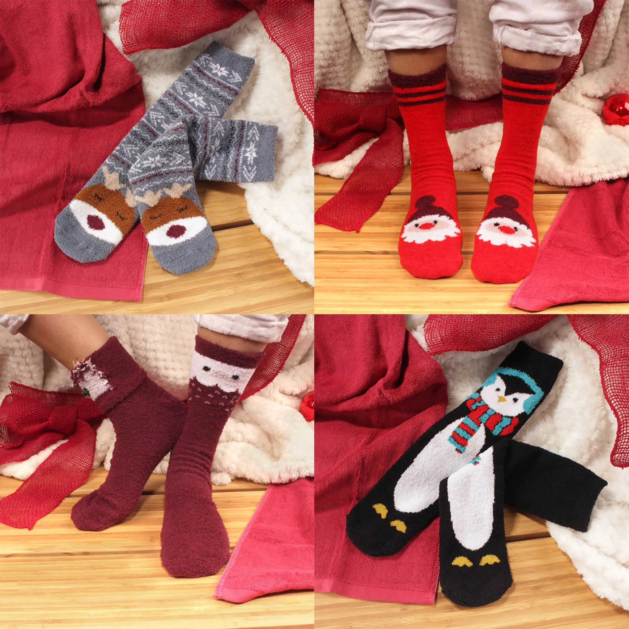 Women's Cute Fuzzy Warm Christmas Indoor Outdoor Cozy Crew Socks