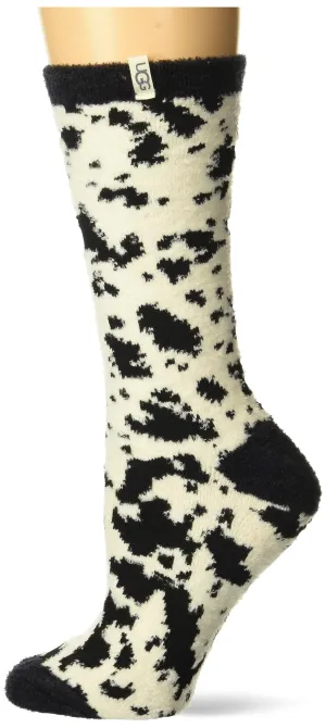 Women's Socks UGG LESLIE GRAPHIC Crew Sock 1105868 BLACK WHITE GAZELLA