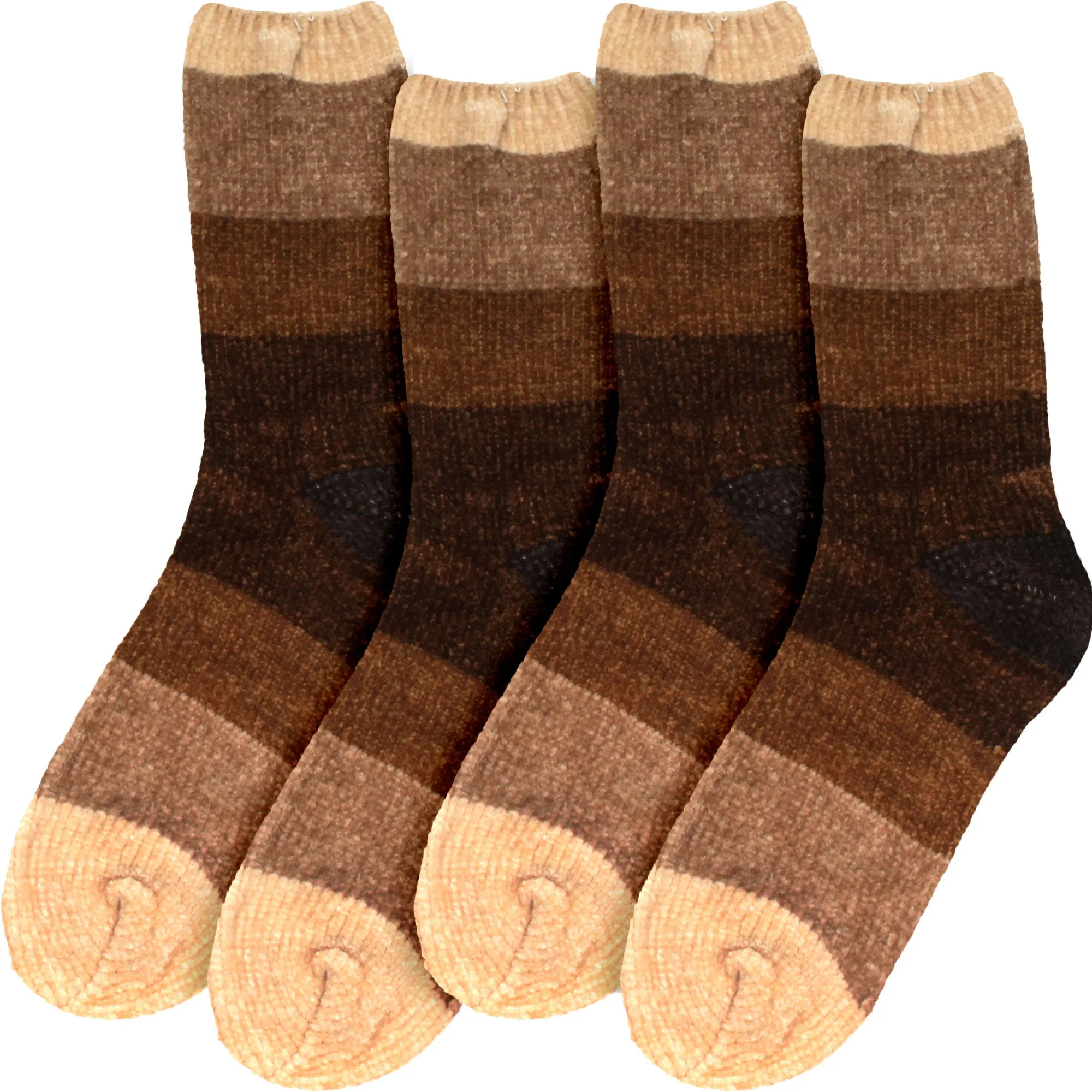 Women's Soft Chenille Furry Fuzzy Color Block Crew Home Socks