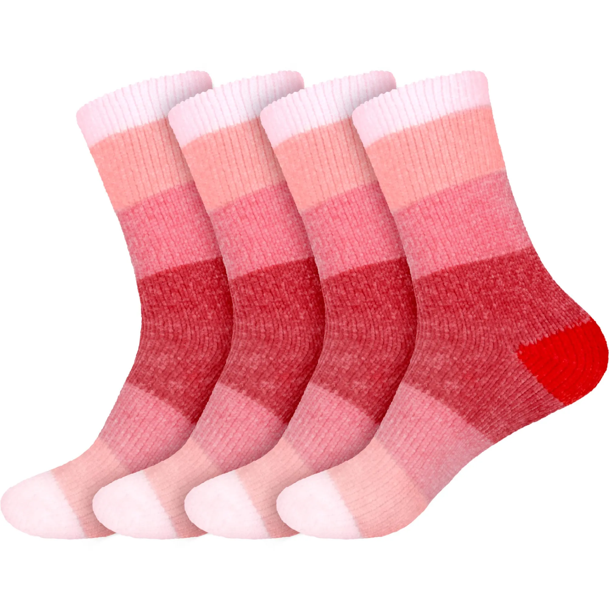 Women's Soft Chenille Furry Fuzzy Color Block Crew Home Socks