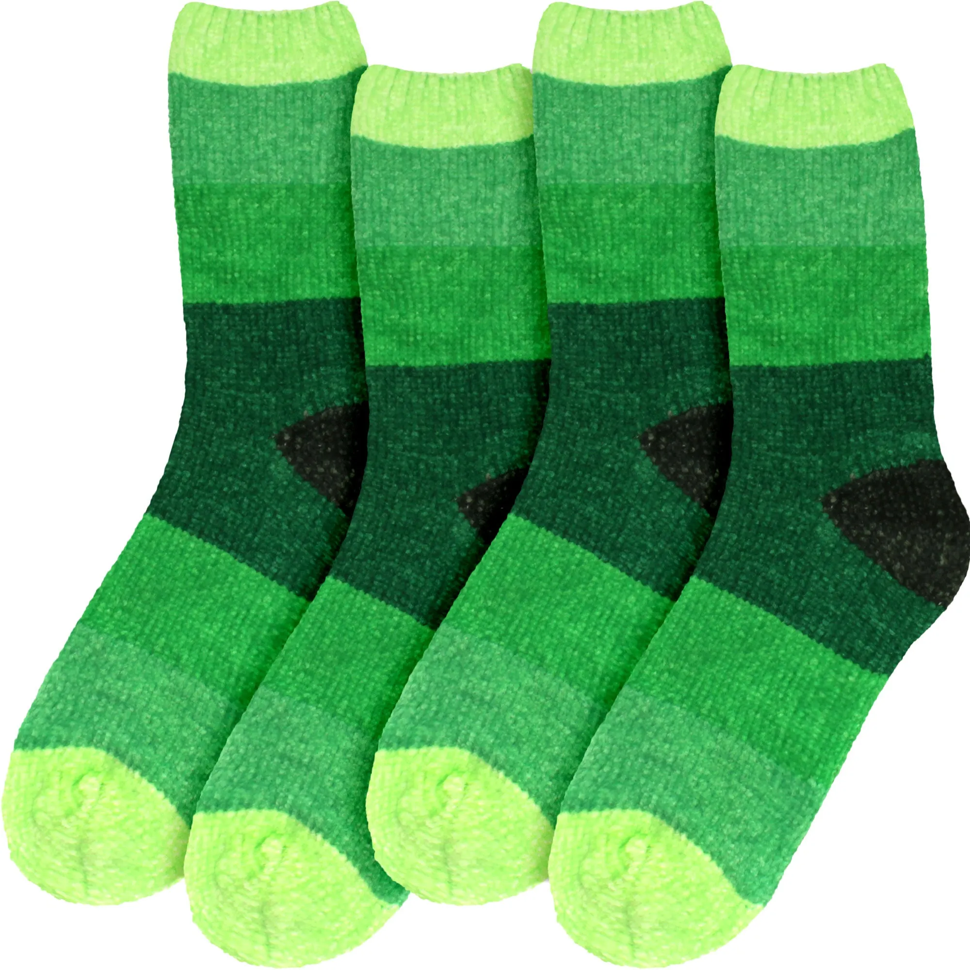 Women's Soft Chenille Furry Fuzzy Color Block Crew Home Socks