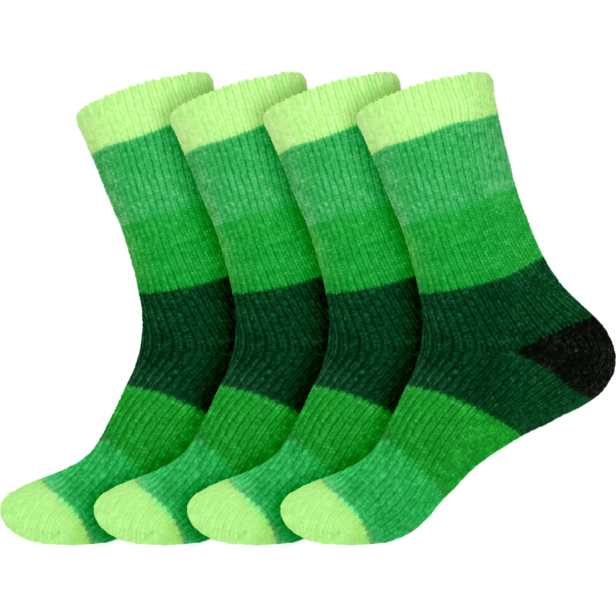 Women's Soft Chenille Furry Fuzzy Color Block Crew Home Socks